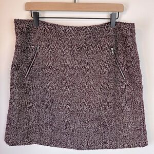 LOFT Purple & Cream Tweed Skirt Silver Zippers NWT | Size 14